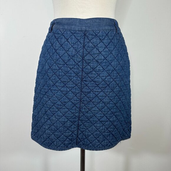 BROOKS BROTHERS Red Fleece Womens' Blue Denim Quilted Mini Skirt Size 6 - Picture 2 of 15